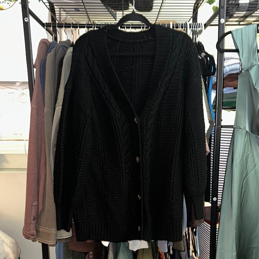 SHEIN Black Knit Cardigan Sweater Versatile Essential